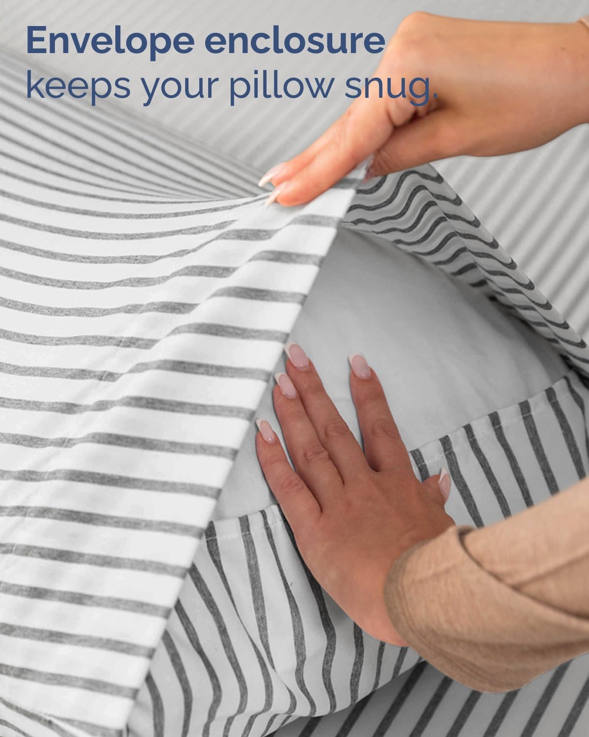 Skiennix Twin Size Sheet Set - Comfy, Breathable & Cooling Bedding - Luxury Hotel Quality - Grey Stripes