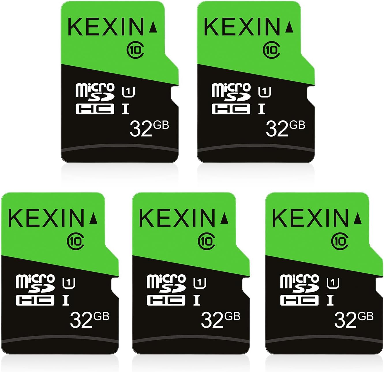 KEXIN 32GB 5 Pack C10 U1 5 Pack 32 Micro SD Card with SD Adapter microSDHC Memory Card UHS-I Micro SD Card Full HD High
