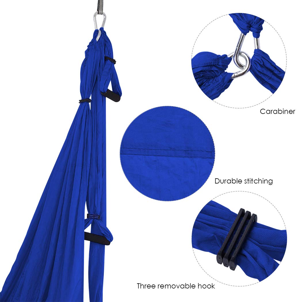 SISROL Aerial Yoga Swing Set with 2 Extension Straps - Anti-Gravity Aerial Yoga Hammock Sling for Inversion Exercises, Indoor Outdoor Home Gym Fitness Equipment