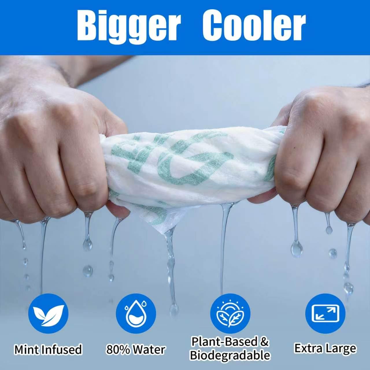 30 Pack Cooling Body Wipes, Alcohol-Free Cooling Towelettes Cooling Towel Alternative for Outdoor Sports, Camping, Hiking, Workout & Hot Weather(Green)