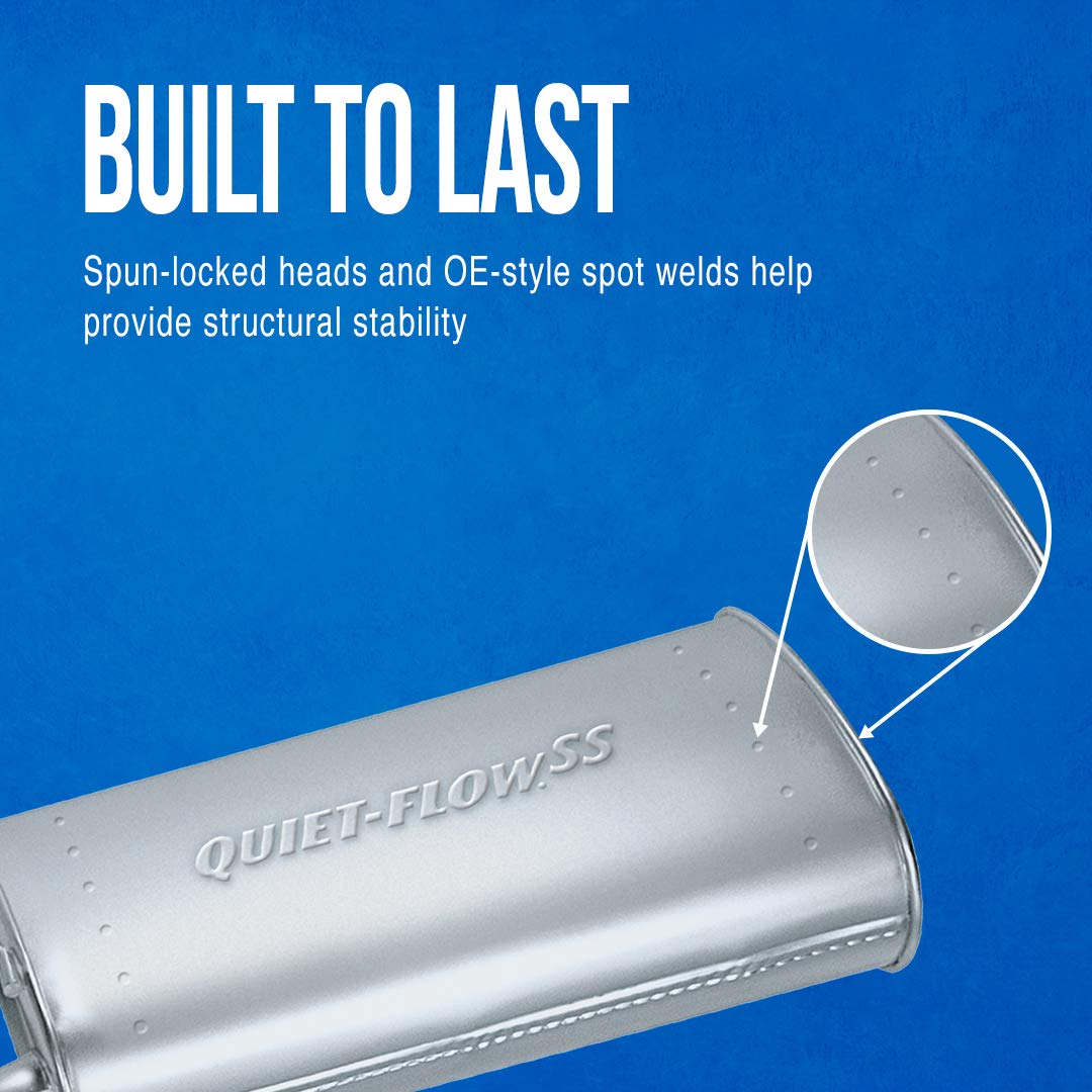 Walker Quiet-Flow SS 54948 Direct Fit Exhaust Muffler Assembly 2.25" Inlet (ID) 2" Outlet (OD) for Dodge Charger