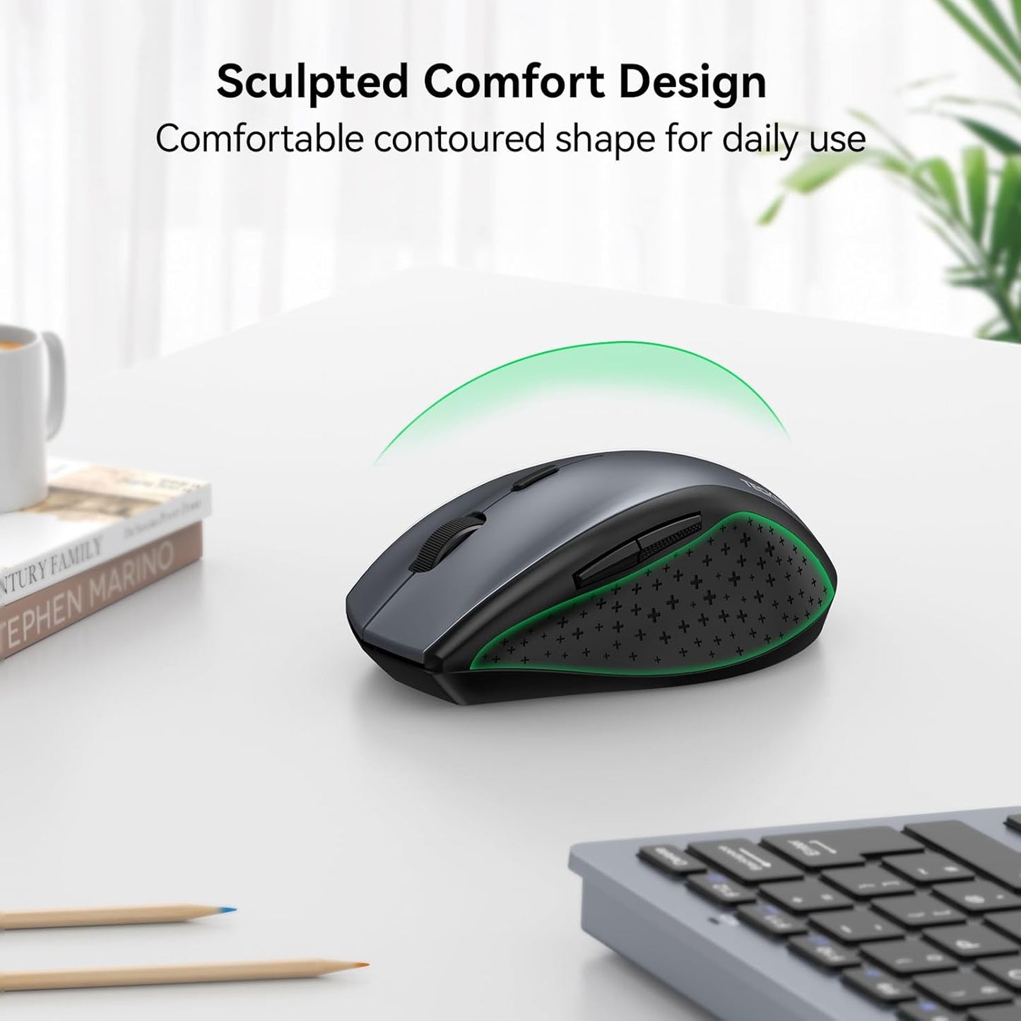TECKNET 2.4G 6-Level 4800 Click30 6 Wireless Mouse, USB Computer Mouse with Adjustable DPI, Silent Quiet Months