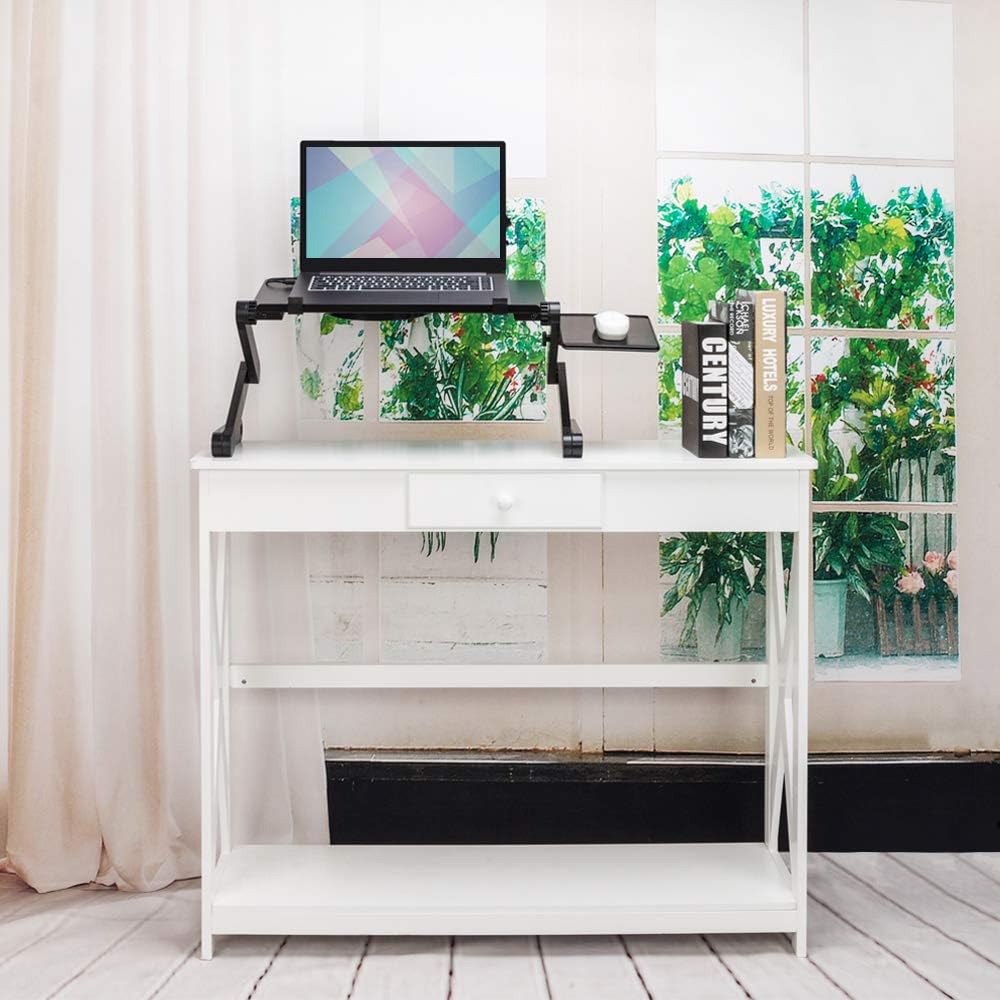 Lovinouse Upgraded Adjustable Aluminum Laptop Desk, with Cooling Fan, Mouse Pad, Notebook, MacBook Laptops Table Stand