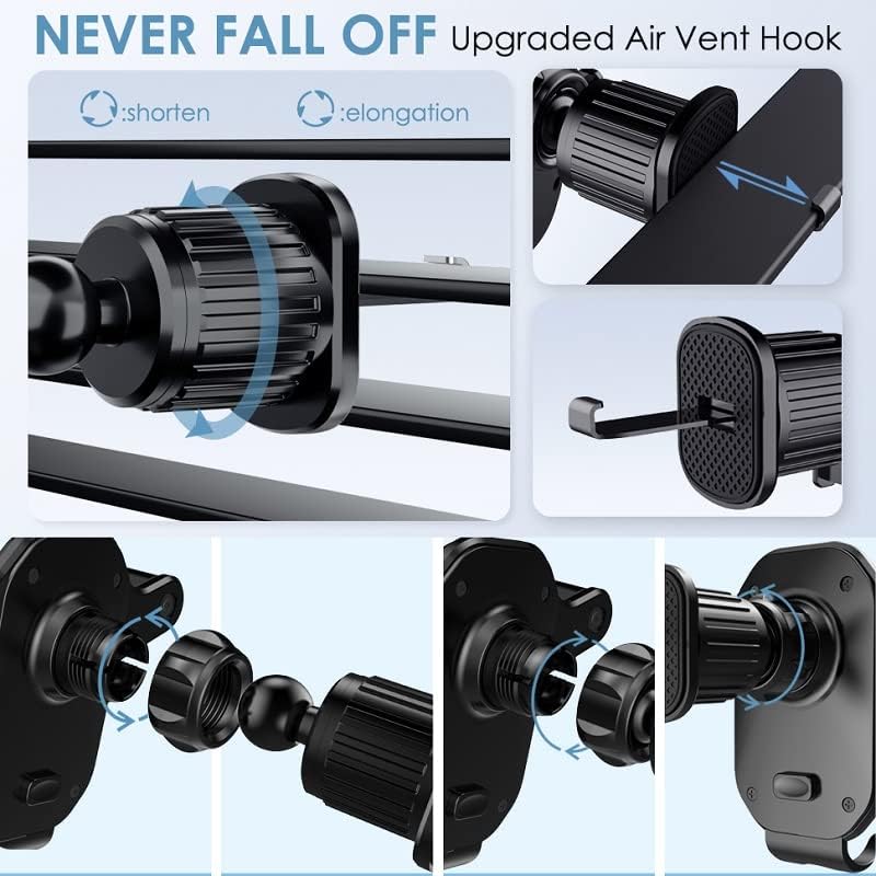 ThtRht 2 Pack 0.67in 17mm Air Vent Clips Universal Car Mount Joint Ball Head Base Stander Grip Holder Air Outlet Hook