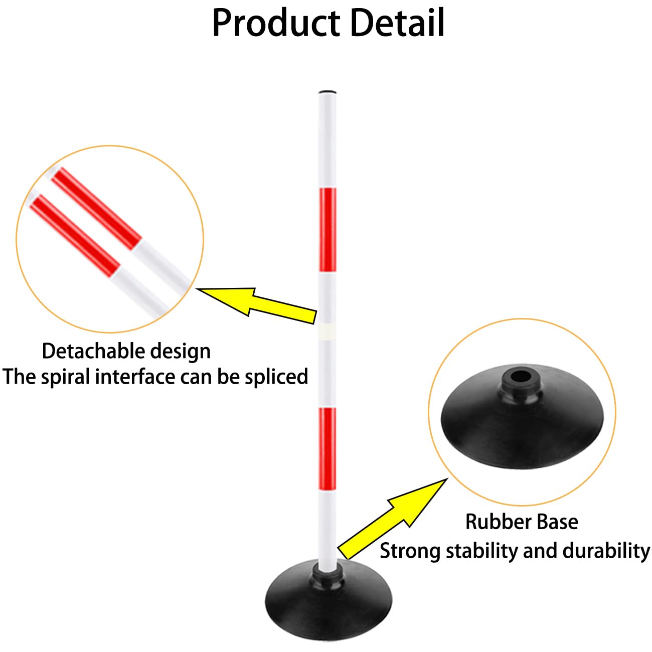 ASENVER Red-White Soccer Agility Pole Set Rubber Base Dribbling Stick Multifunctional Training Pole Traffic Warning Sign Pole (3.3 FT, Pack of 6)