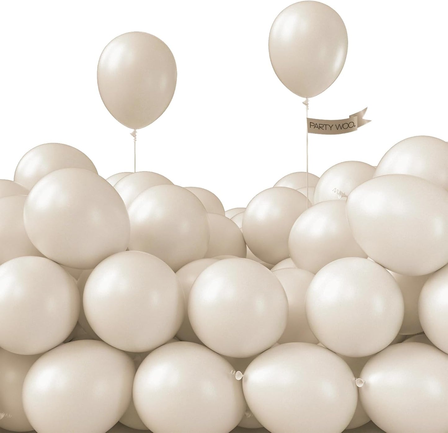 PartyWoo White Sand Balloons - 50 Pcs 5-Inch Mini Beige & Cream Latex Balloons for Weddings & Celebrations