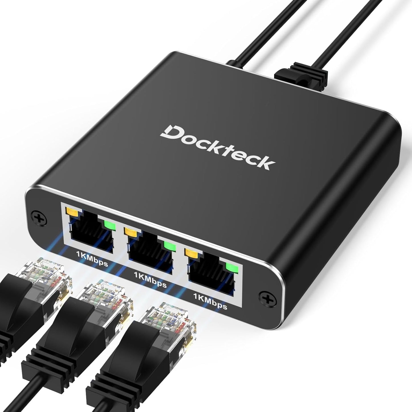 dockteck 1 3 1000Mbps, 1 3 RJ45 Cat5/5e/6/7/8 Ethernet Splitter to Internet Cable Splitter in Out High Speed Switch