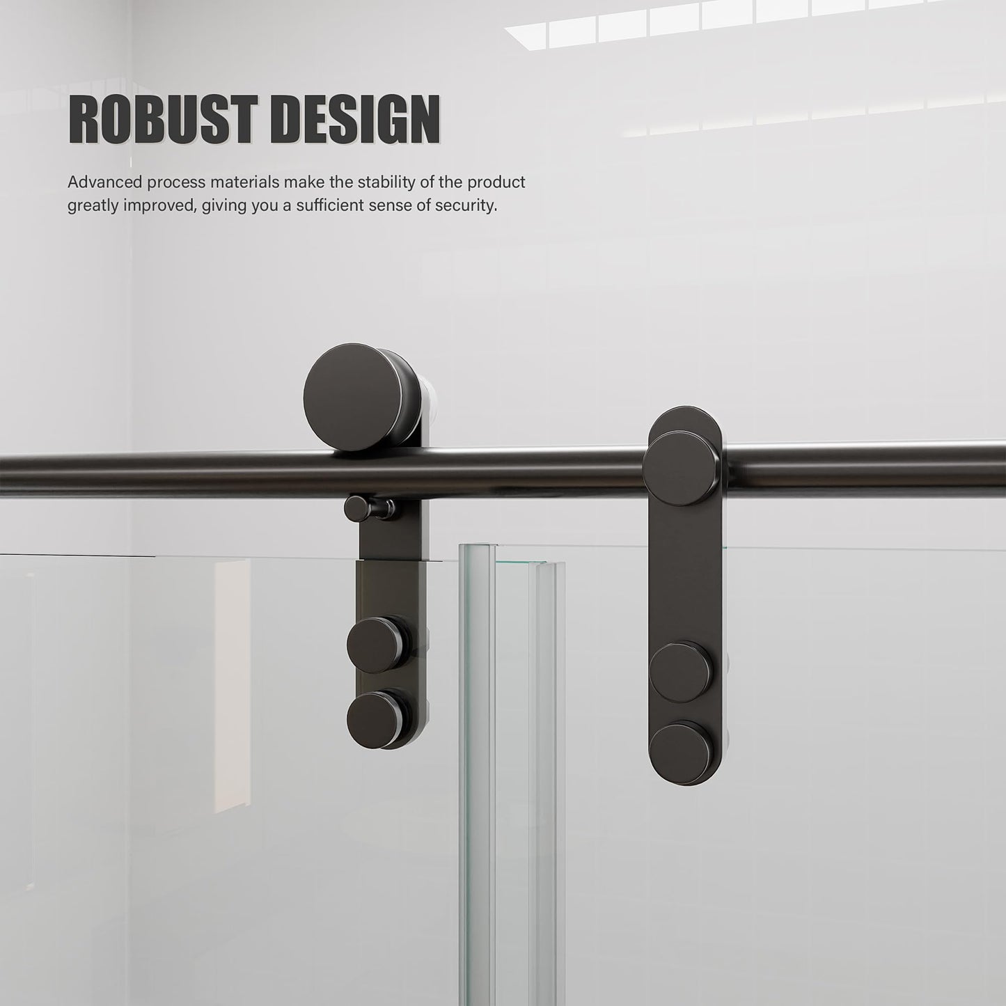 Shower Door 56-60" W × 76" H Glass Shower Door,Frameless Shower Door with Handle and Seal Strip for Waterproof,Sliding Shower Door in Stylish and Modern,Black