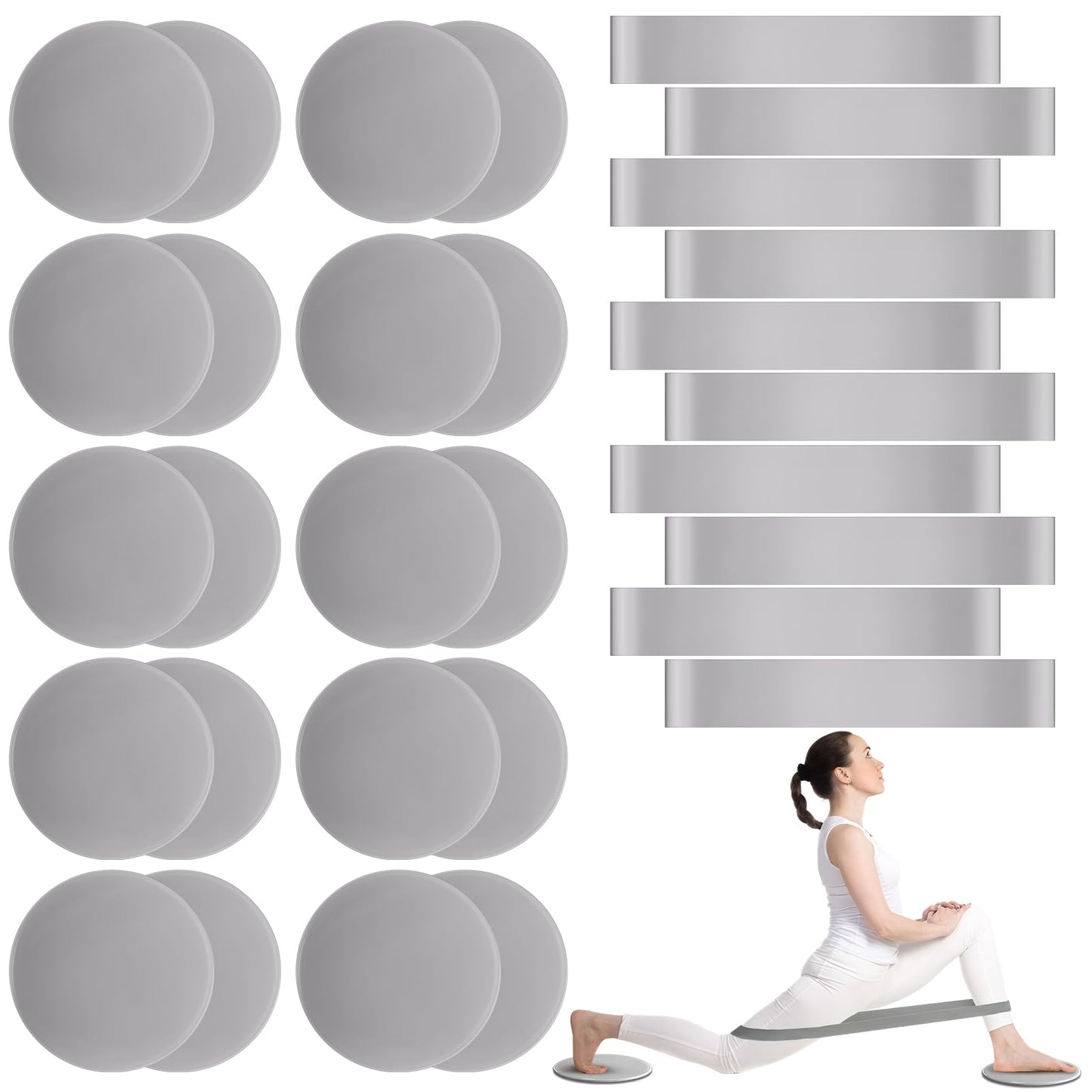 Soulchen 30 Pcs Core Sliders and Resistance Bands Exercise Glider Discs Gifts 40 Lbs Resistance Loop Exercise Bands for Group Training Classes Fitness Slider Workout