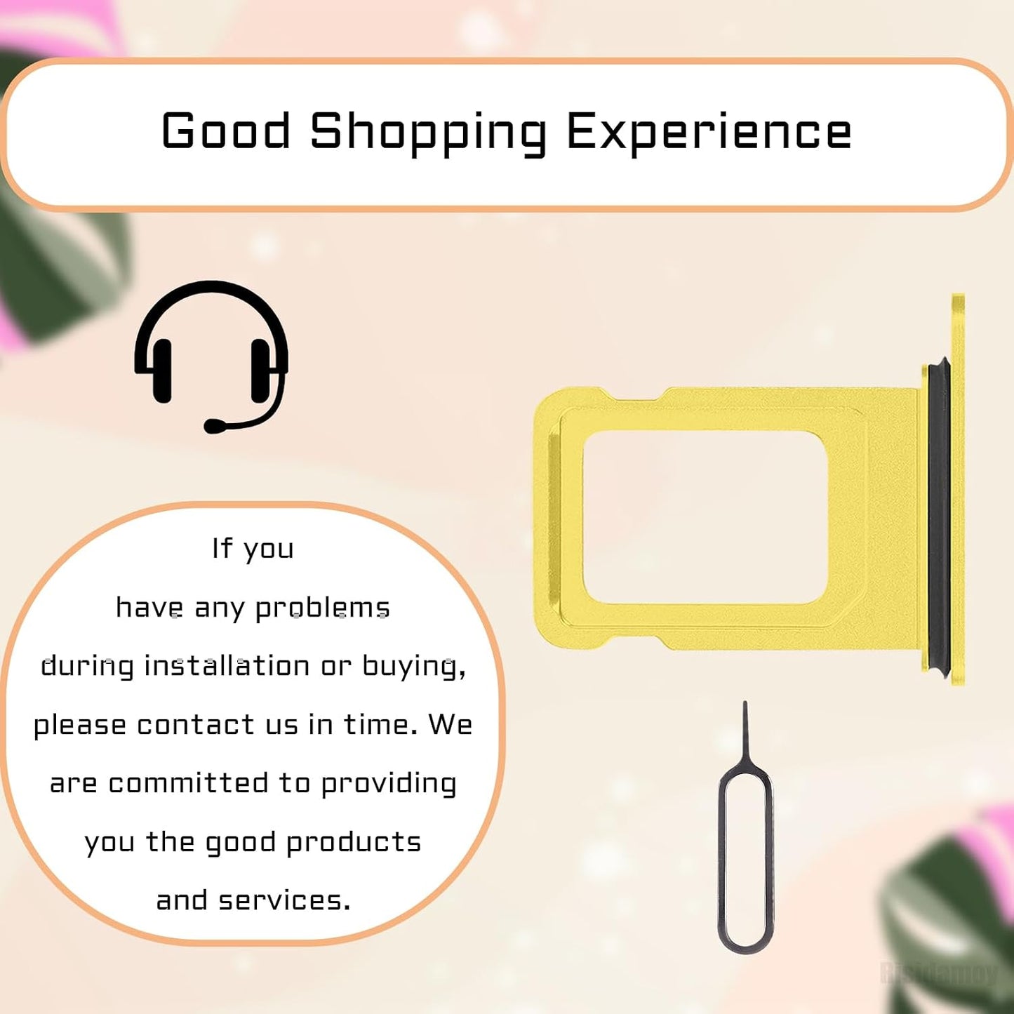 14 14 SIM Card Tray Holder Slot Replacement for iPhone (Yellow) with Waterproof Rubber Seal Ring and Removal Tool Open