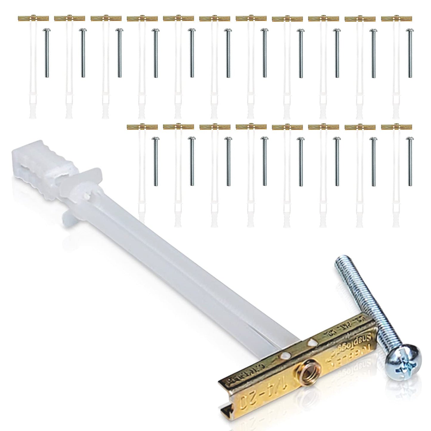 TOGGLER Drywall Anchor - Heavy-Duty 1/4-20 Fastener, Holds 265 lbs Each | 20 Pack for 1/2" Drywall