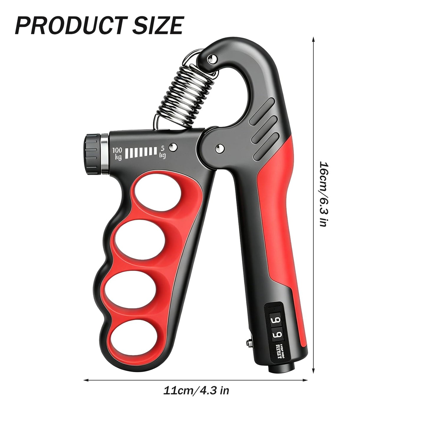 Grip Strength Trainer,11-220LBs Adjustable Resistance Grip Strength Trainer with Counter,Ergonomic Design, Forearm Strengthener for Injury Recovery and Muscle Building