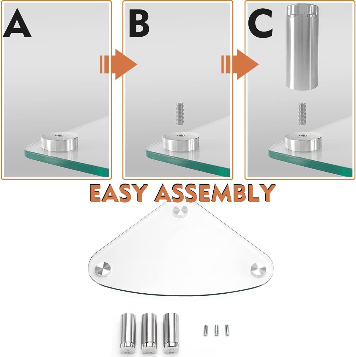 HD01T-003 Hemudu Clear Glass Computer Monitor Riser / Triangle Desktop Universal Corner Stand for Computer Monitor