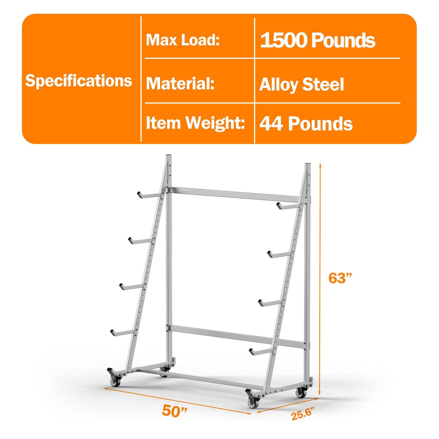 BUYYAH Heavy Duty Horizontal Storage Rack with 3 Inch Wheels 2 Fixed & 2 Swivel, Mobile Material Handling Conduit Pipe Rack Holds up to 1000lbs, 4.2ft x 2.1ft x 5.2ft