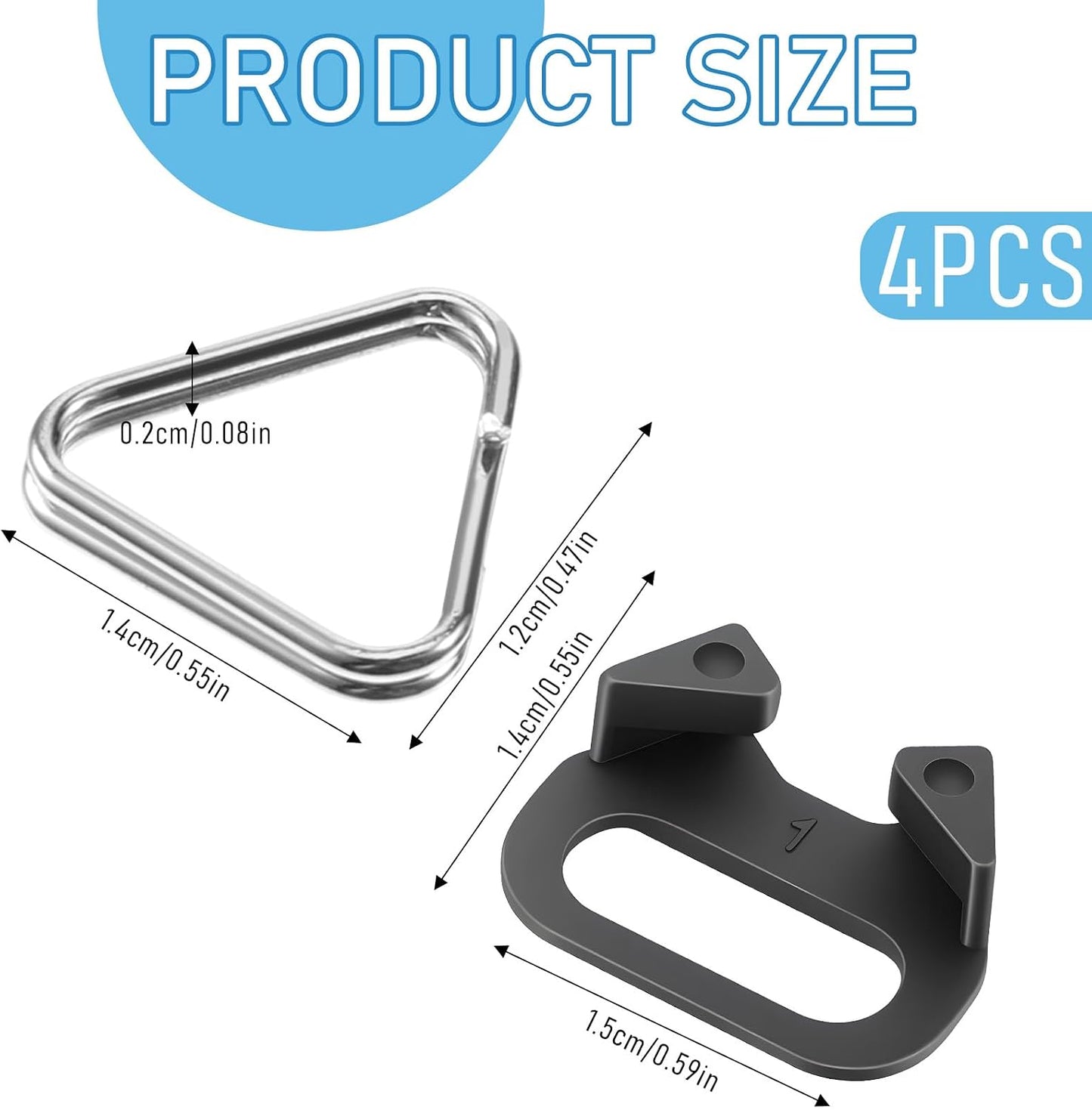 Bruislard 4Pcs Camera Strap Clips Camera Triangle Split Ring Stainless Steel Strap Hook Lug Ring with Plastic Cap