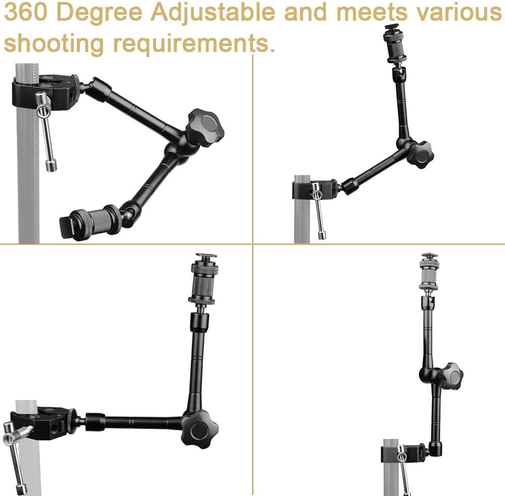 KAGYOKU 11" Articulating Magic Friction Arm with Large Super Crab Clamp Mount Clip Pliers for DSLR Camera Monitor LED