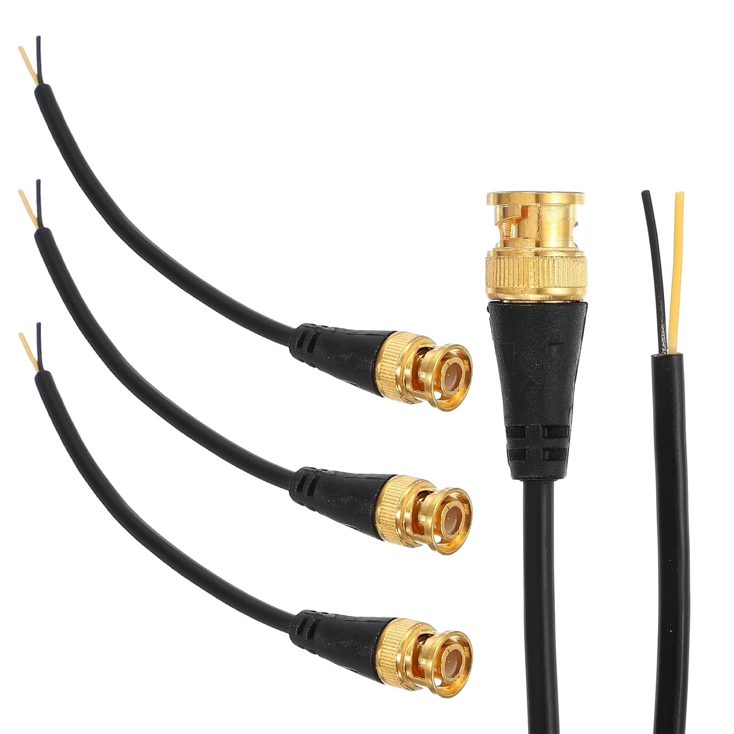 0.6FT 3pcs) MECCANIXITY BNC Pigtail Coaxial Extension Cable Male to Bare End for DVR CCTV Camera Security System