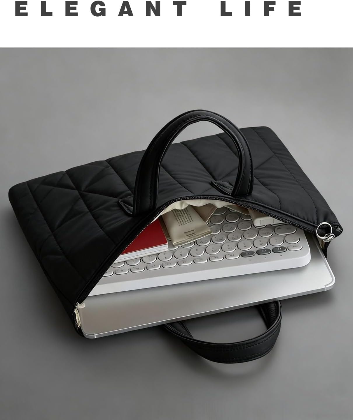 JINGJU-DESIGN 13" Commuting (15"x11") Canvas Tote Bag for Women | Japanese Minimalist Laptop Bag Fits Notebook & iPad |