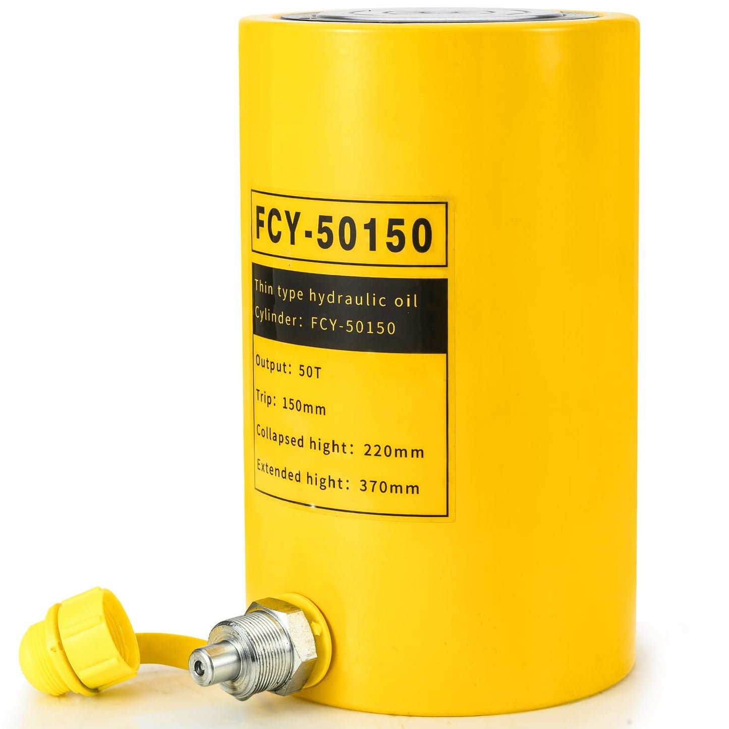 DOOROOM 50T 6Inch Stroke Porta Power Single Acting Lifting Cylinder for Shipbuilding, Machinery and Industry,Automatically Retract Split Hydraulic Cylinders Tools, Yellow