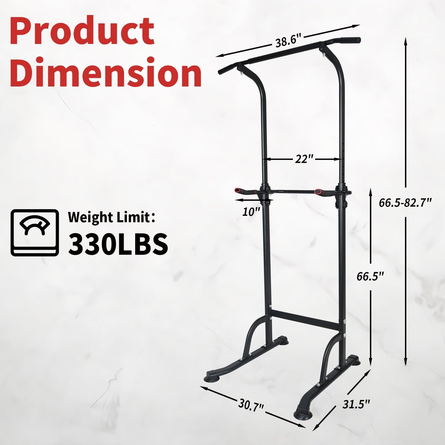 LSKSSNG Power Tower Dip Station Pull Up Bar Exercise Tower, Adjustable Height Dip Bar Power Tower for Multi-Function Full Body Strength Training Fitness Equipment, Pull Up Stand for Home Office Gym