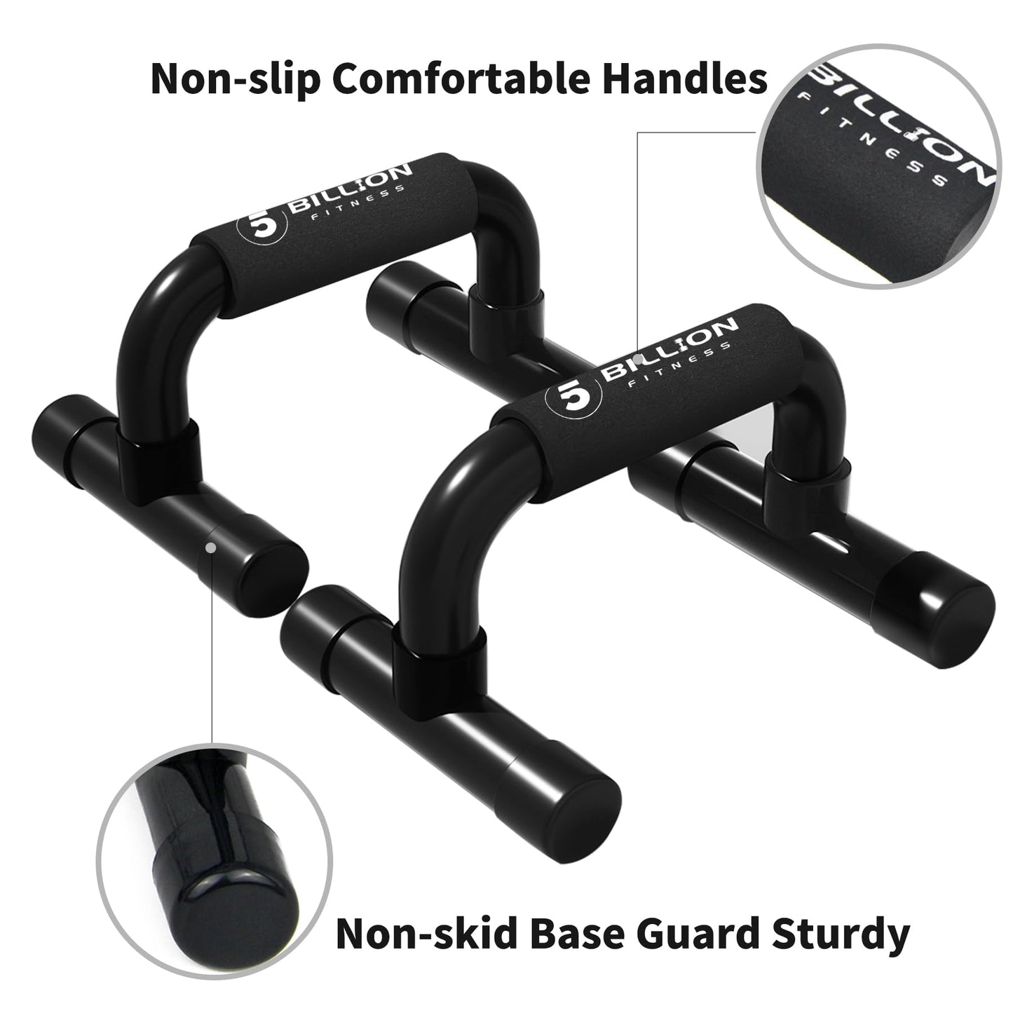 5BILLION FITNESS Push Up Bars for Home Workout, Non-Slip Pushup Handles for Strength Training, Wrist Protection Calisthenics Equipment, Portable Push Up Stands, Support Up to 330 lbs