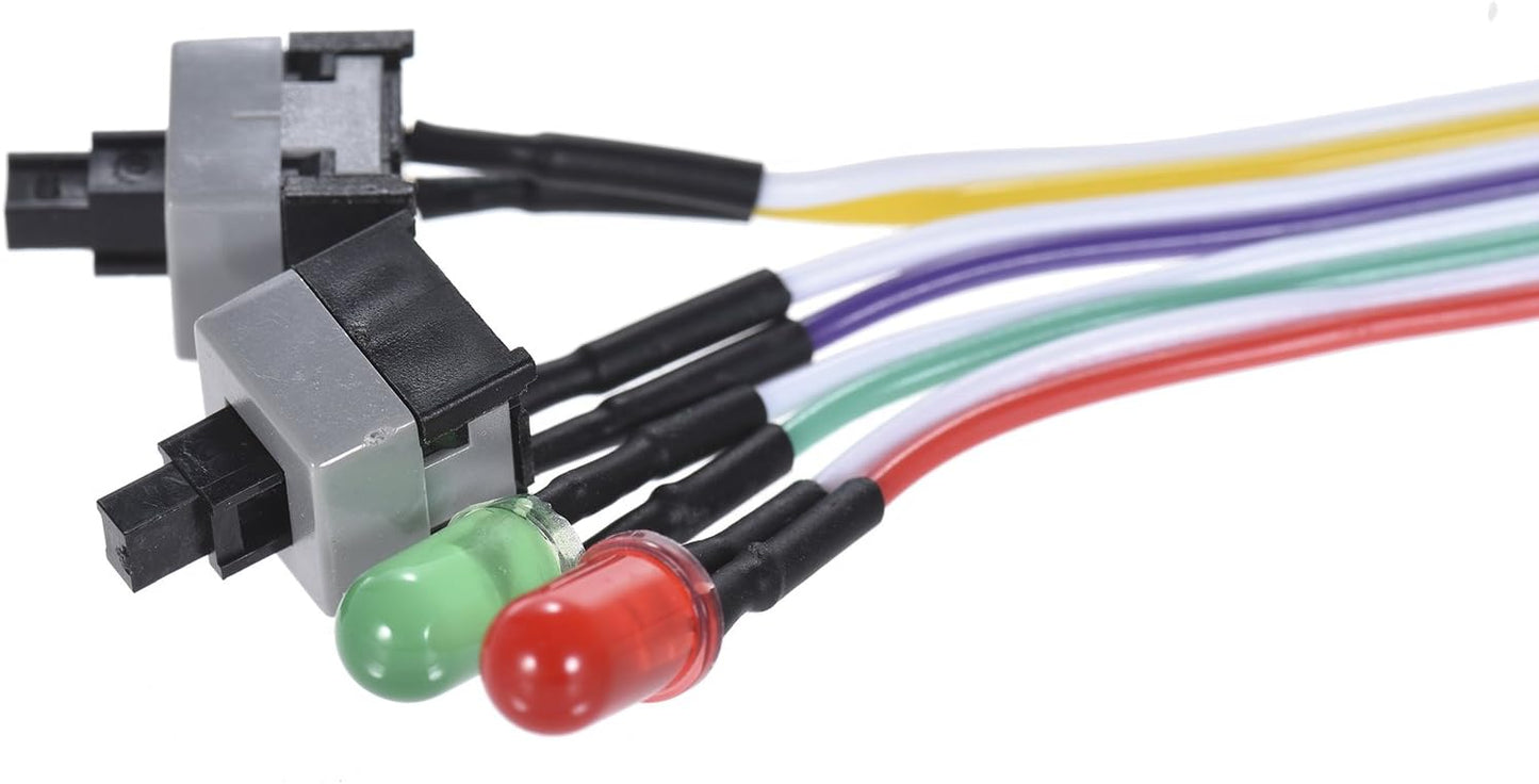 Warmstor 2 Pack 2-Pin 27-inch Reset PC Power Switch Cable Desktop On Off Push Button ATX Front Bezel Wire with HDD SW