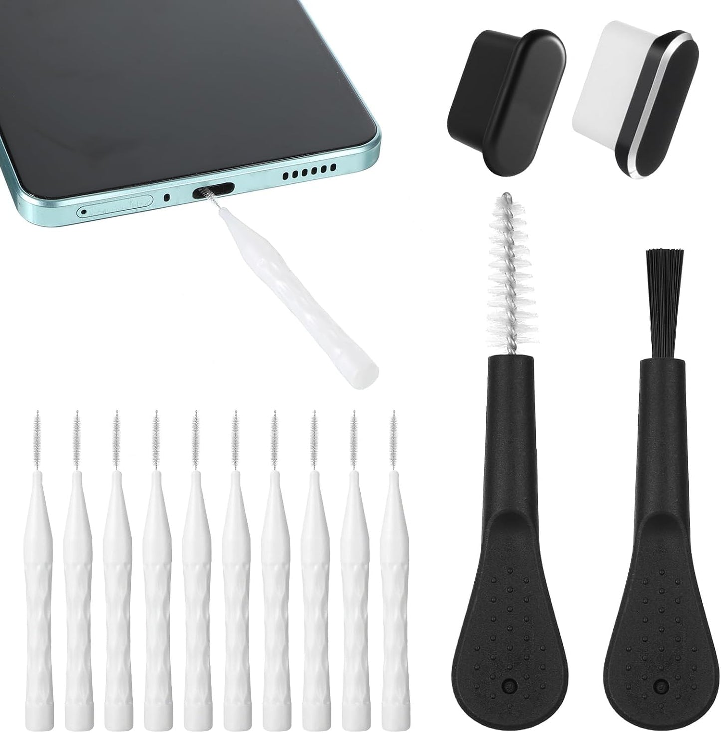 Aphumedc 16 Pack Phone Charger Port Cleaner Kit, Anti-Clogging Mini Brushes Cleaner, Reusable Speaker Cleaning Tool