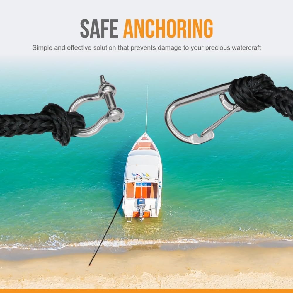 Anchor-Man Boat Bungee Dock Lines 7ft-22ft Heavy-Duty Bungee Anchor Line with 316 Stainless Steel Clips High-Elasticity Bungee Rope for Boat, Jet Ski, & Kayak