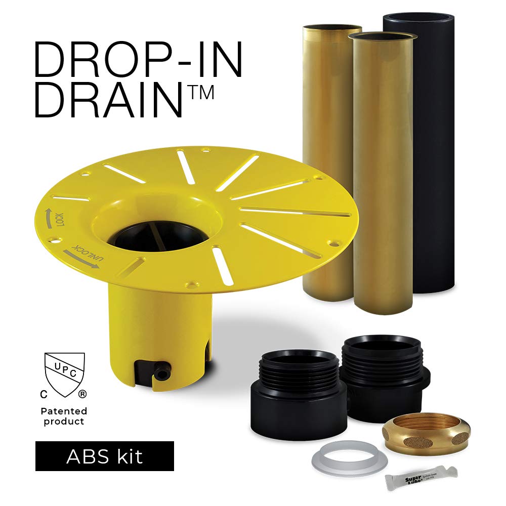 Drop-In Drain Installation Kit for Freestanding Tubs | Black ABS & Brass Pipes | Fits 1-1/2” Male, Female or Threaded Drain | Quick, Leak-Proof Connection | Easy DIY Install