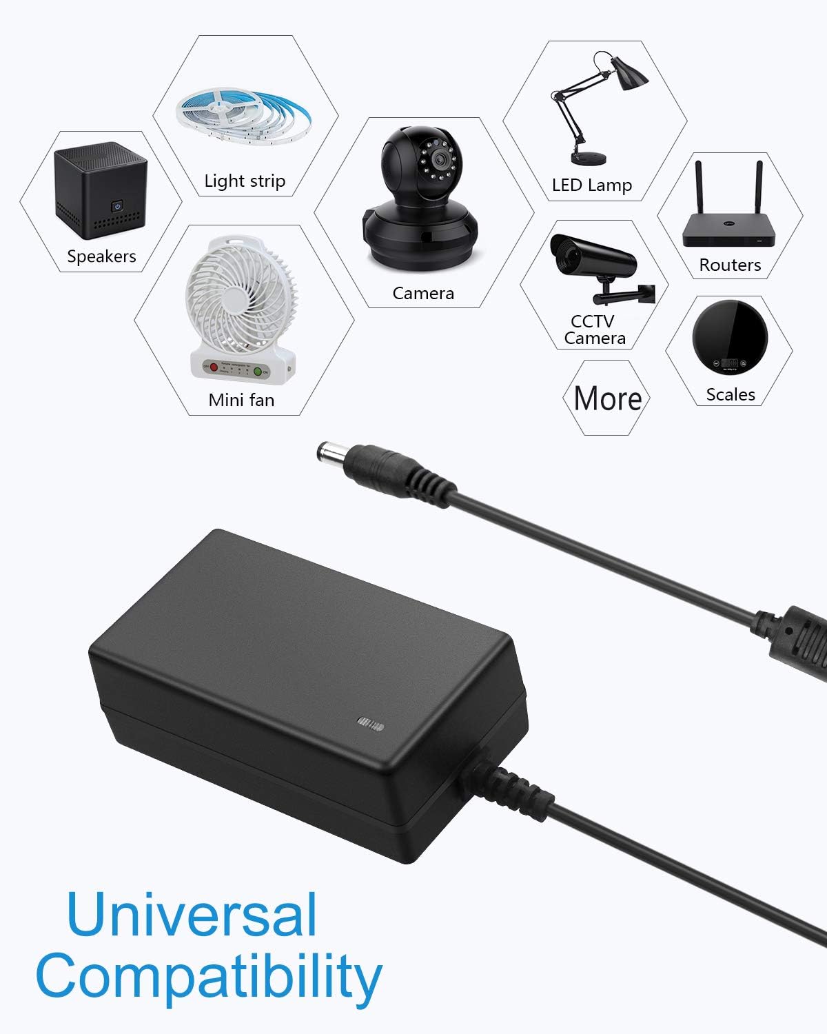 ALITOVE 12V 12 3A 36W 12V 2.5A 2A 5.5x2.5mm 3D 2-Pack Power Supply Volt AC/DC Adapter DC Power Cord AC to DC Converter