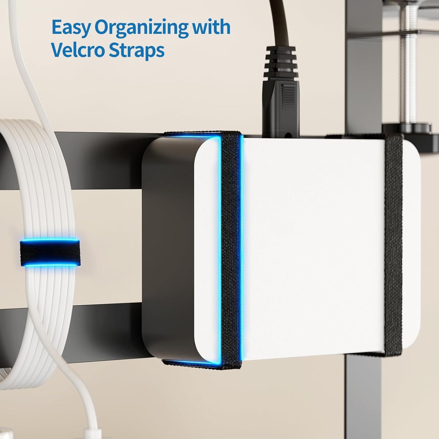 Yecaye Under Desk Cable Management Tray, No Drill Clamp Mount Metal Cable Management Tray with Desk Protection Pads