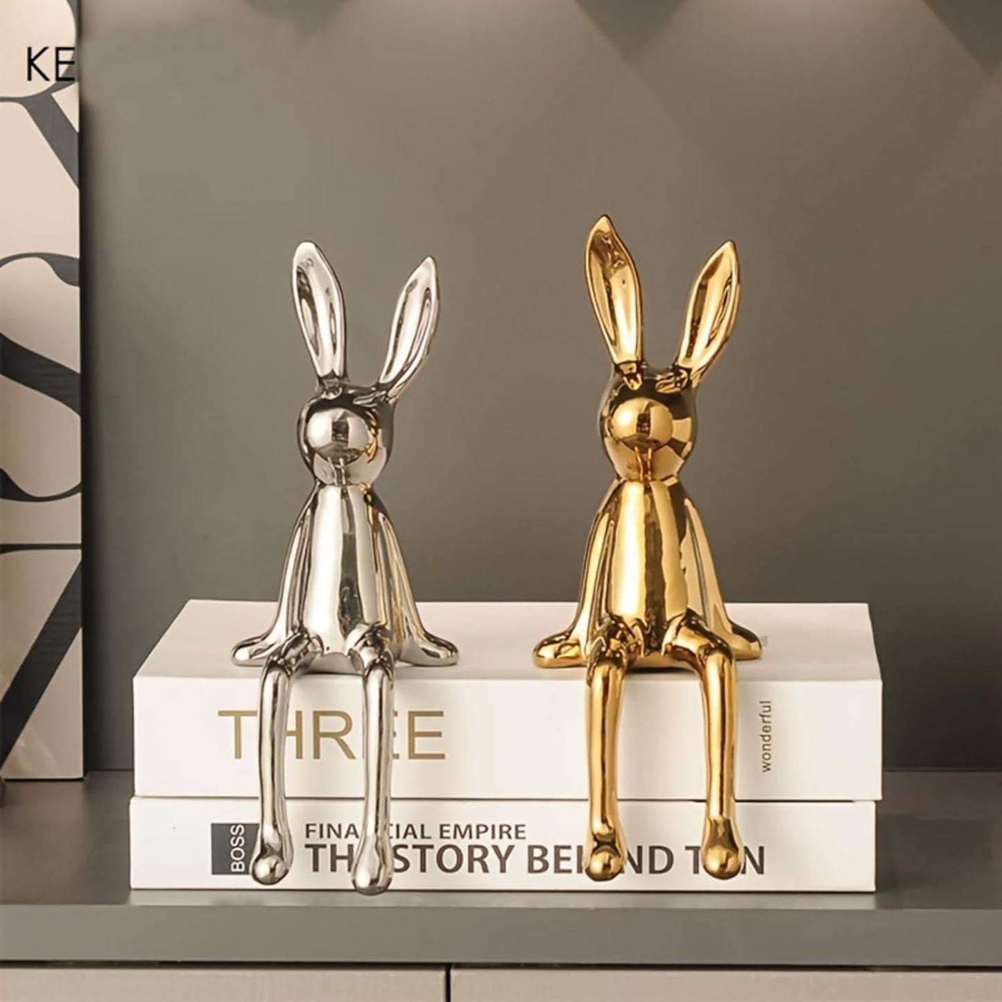 Regine Switzerland Ceramic Long-Eared Rabbit Statue - Luxury Home Decoration in Gold