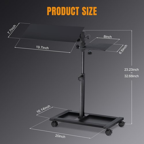GTPLAYER Adjustable Racing Standing Keyboard and Mouse Tray Rolling with Wheels for Gaming Wheel Stand Simulator Cockpit (Black)