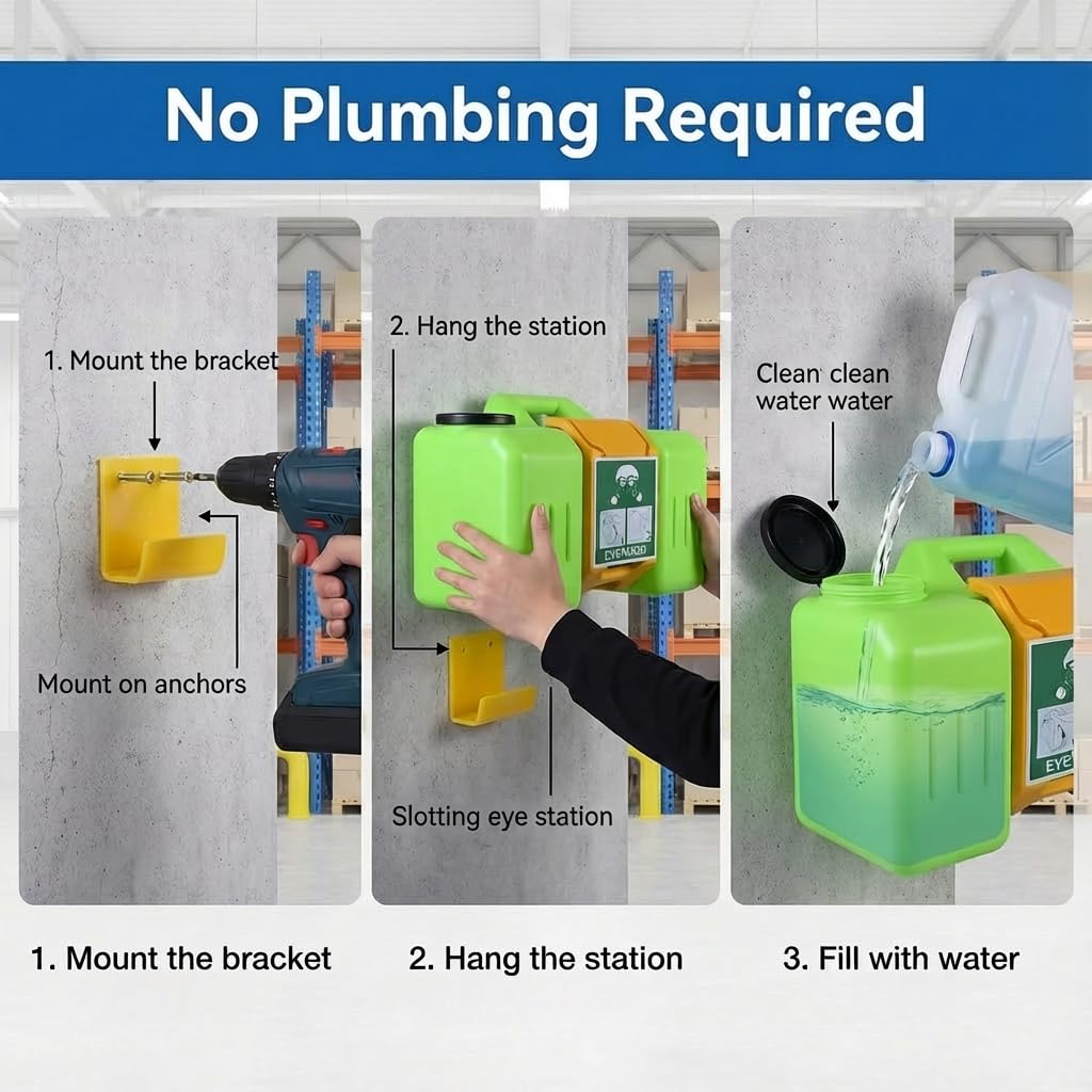 GOL-SIV 9Gallon Portable Eyewash Station Units - OSHA Approved Emergency Eye Wash Stations Wall Mounted,First Aid,Lasting for 15 Minutes