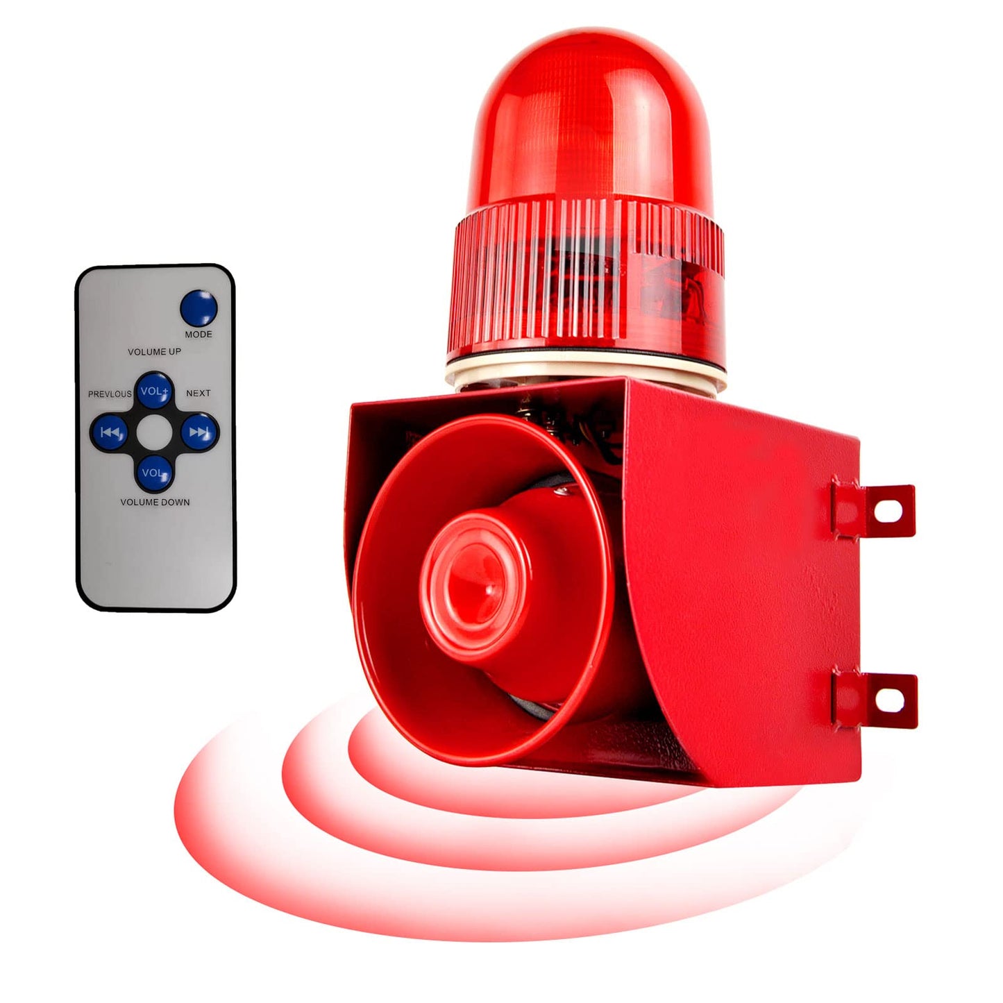 Y DIANS S Motion Sensor Alarm 120dB Horn Adjustable Volume Tones Waterproof LED Strobe Light Sirens Motion Detector Alarm System for Home Factories, Warehouses and Docks Security AC110-120 V SLA-01W