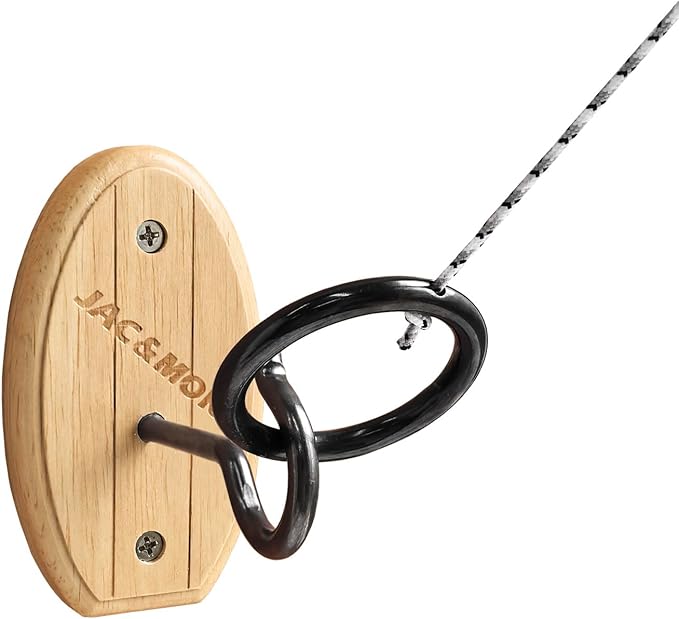 Hook and Ring Toss Game Swing Game DIY Kit -Stainless Steel Ring, Polyester Rope and Hardware