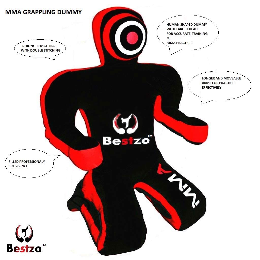 Bestzo Straight MMA Grappling Dummy - Unfilled Synthetic Leather BJJ Wrestling & Judo Training Bag (4ft/5ft/6ft)