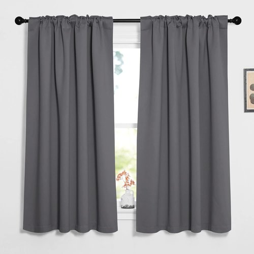 NICETOWN Blackout Curtains - Thermal Insulated Light Reducing Draperies | 52" x 63", Grey, 2 Panels
