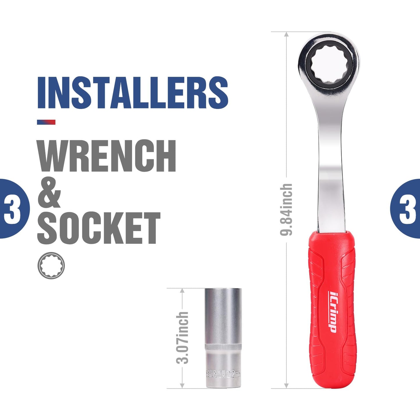iCrimp IWS-1632CF Copper Pipe Press Tool Kit for 1/2-in, 3/4-in and 1-in Viega Propress Fittings, Driven by Socket Wrench or Impact Wrench