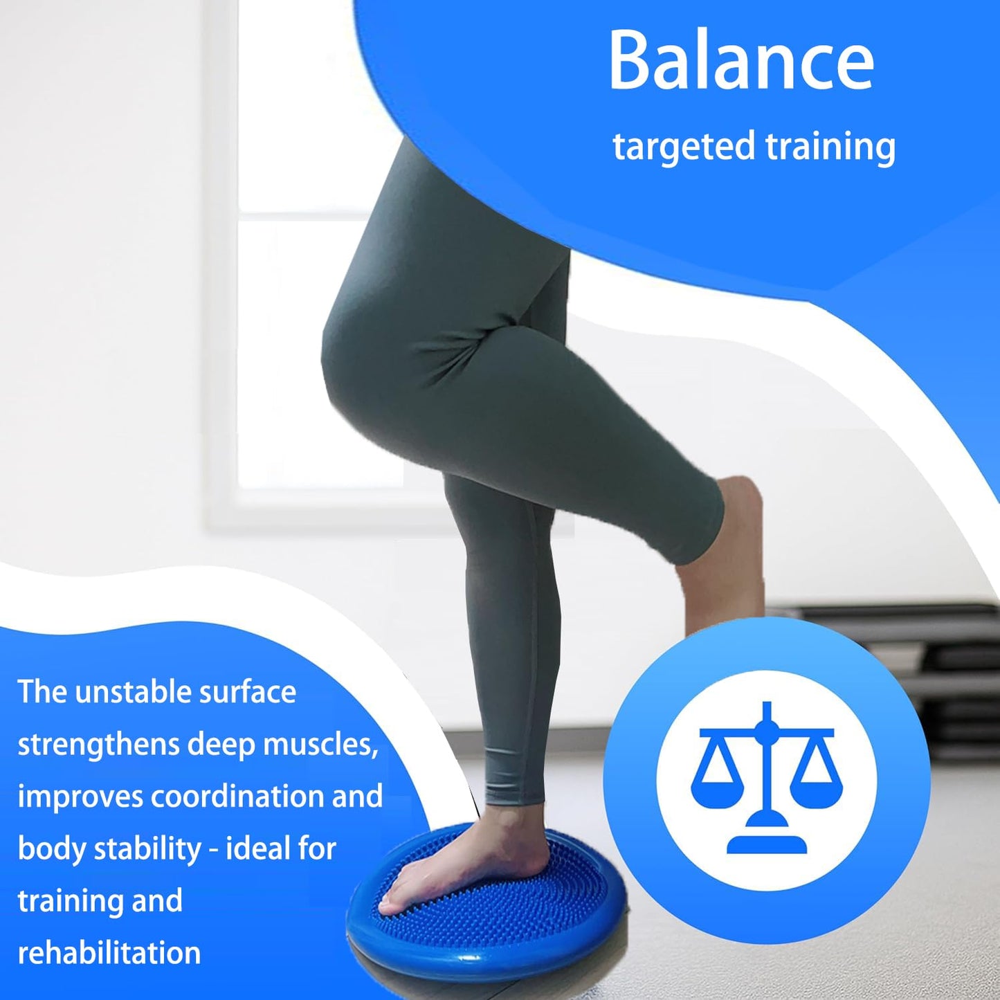 Wobble Cushion Balance Disc, Wiggle Seat for Sensory Kids, Non-slip Balance Disc with Inflation Pump for Adults Core Strength, Posture Improvement
