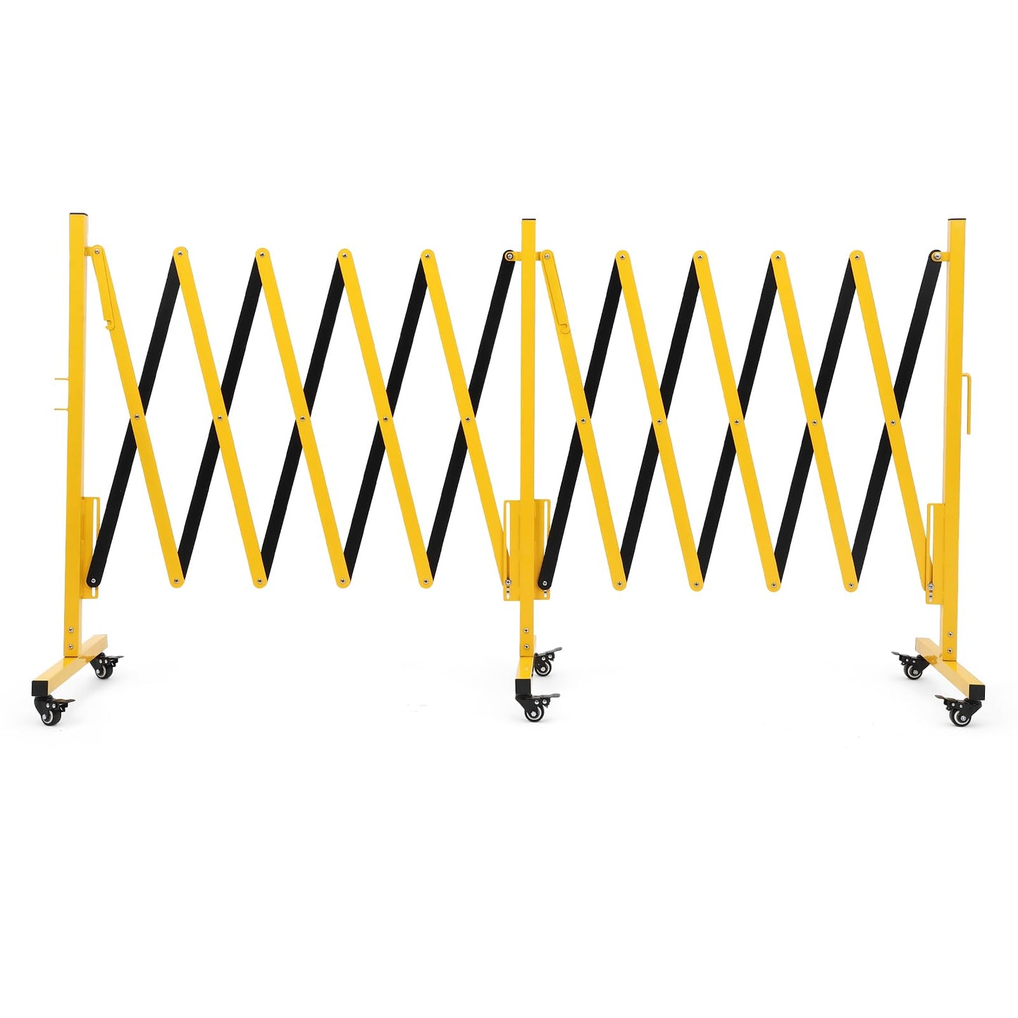 16 FT Industrial Expandable Barricade, Folding Security Gate with Wheels, Heavy-Duty Traffic Control Barrier for Construction Site, Garage, Cordon