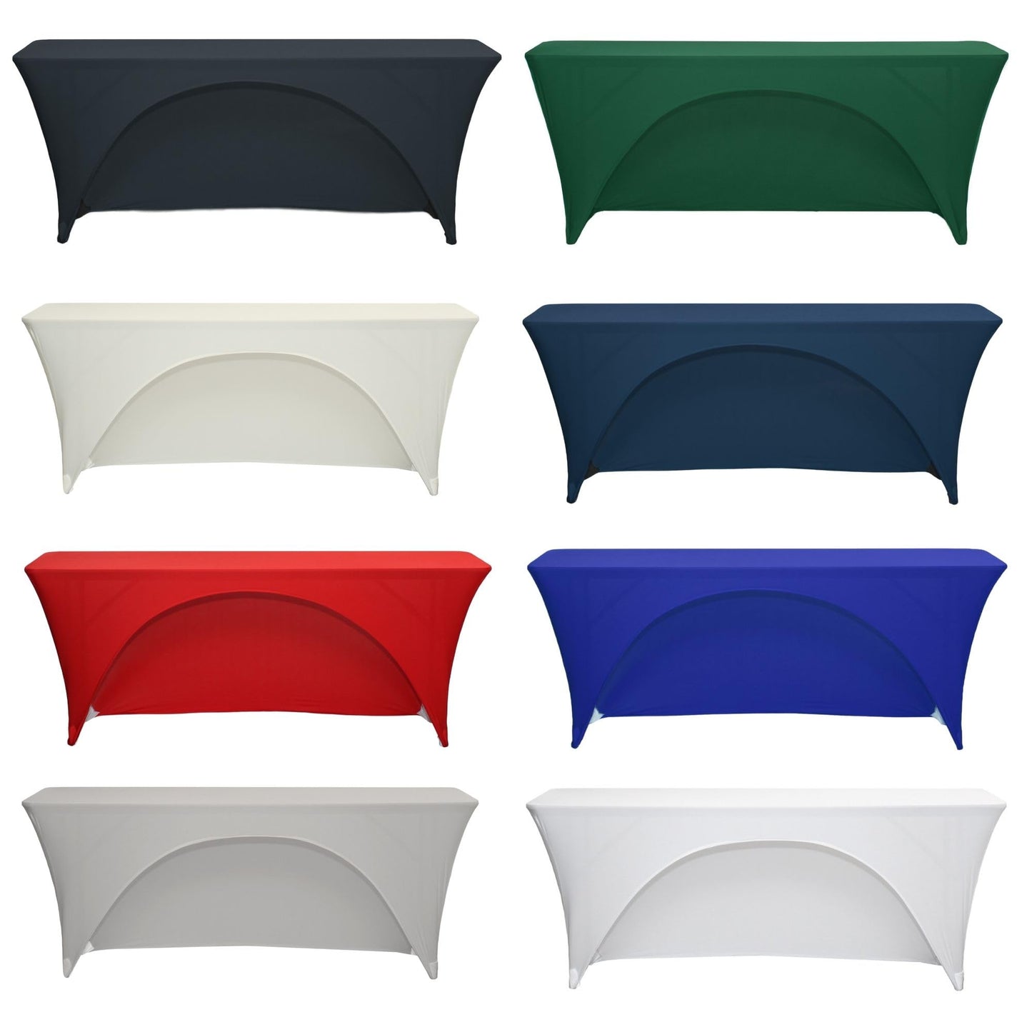 YOUR CHAIR COVERS - Spandex 8 Ft x 18 Inches, Narrow Classroom Open Back Rectangular Training Stretch Tablecloth - Black