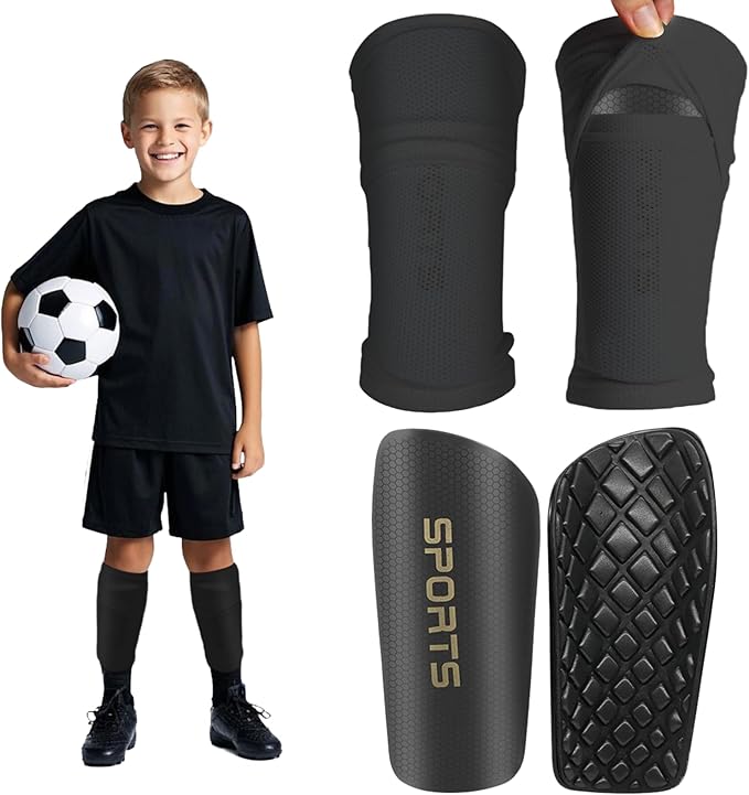 Shin Guards Soccer Kids 2025 Version High-Density Foam Soccer Shin Guard with Sleeves Shin Protective Pads for Kids Daily Practice School Competitions Outdoor Play