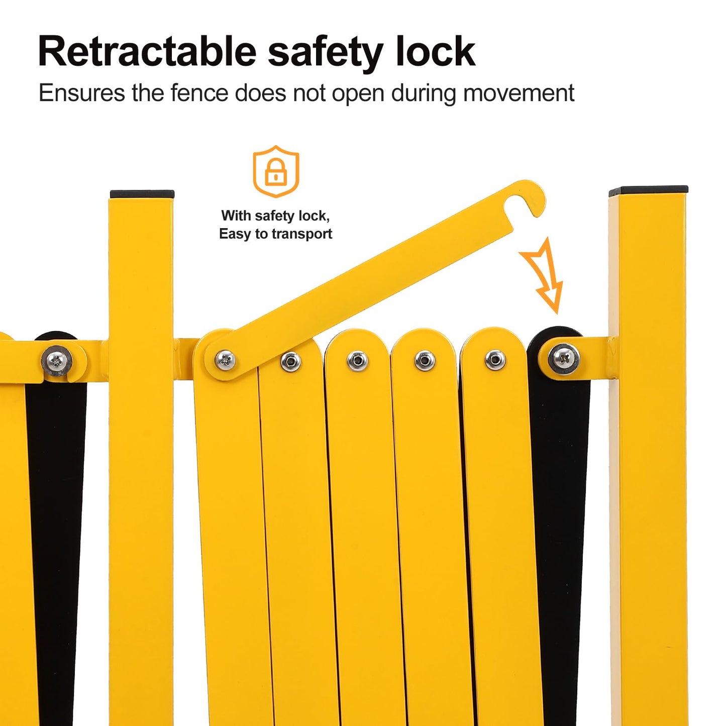 16 FT Industrial Expandable Barricade, Folding Security Gate with Wheels, Heavy-Duty Traffic Control Barrier for Construction Site, Garage, Cordon