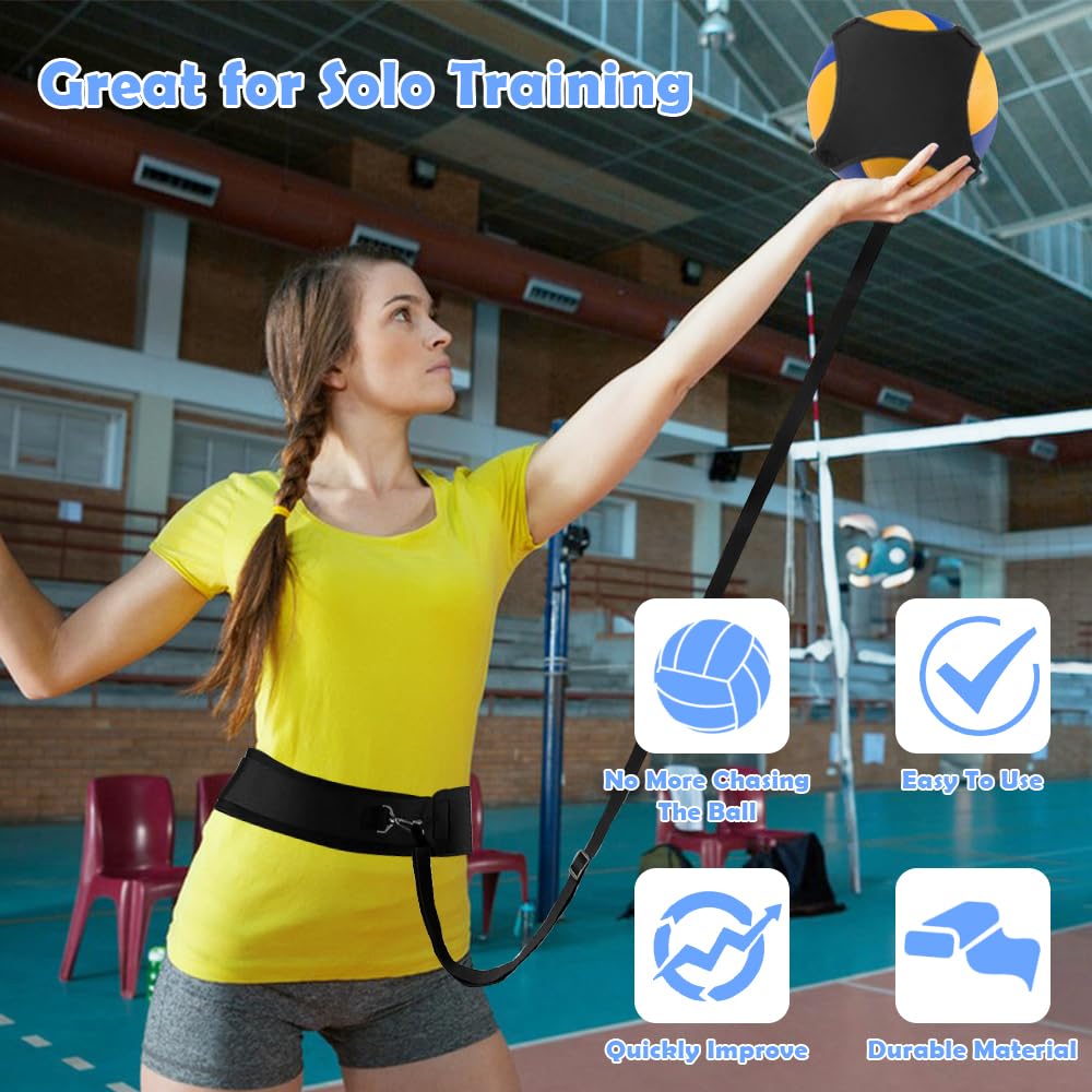 ENERACES Solo Volleyball Trainer with Rebounder – All-in-One Volleyball Training Equipment for Serving, Spiking & Setting Practice, Adjustable Serve Trainer for Beginners, Youth & Advanced Players