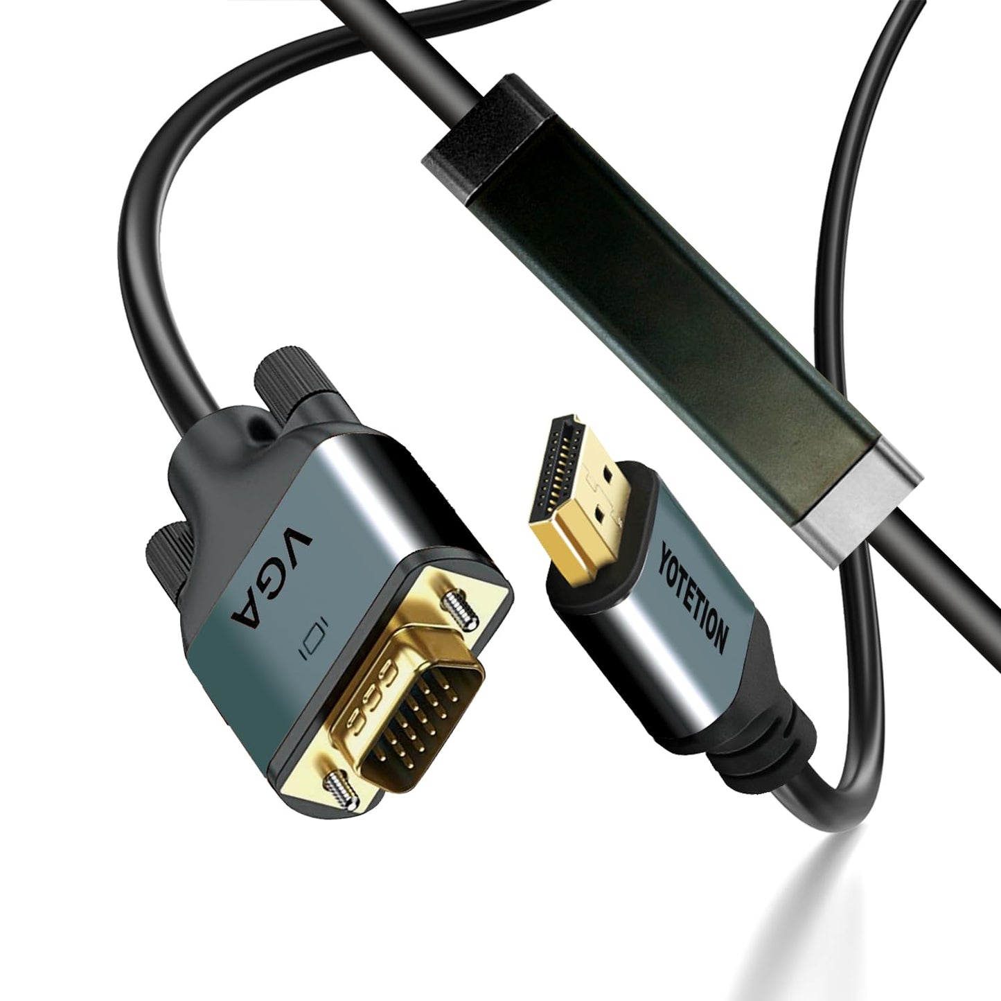 YOTETION 30FT HDMI to VGA Cable with IC, Gold-Plated HDMI to VGA Compatible for Computer, Desktop, Laptop, PC, Monitor