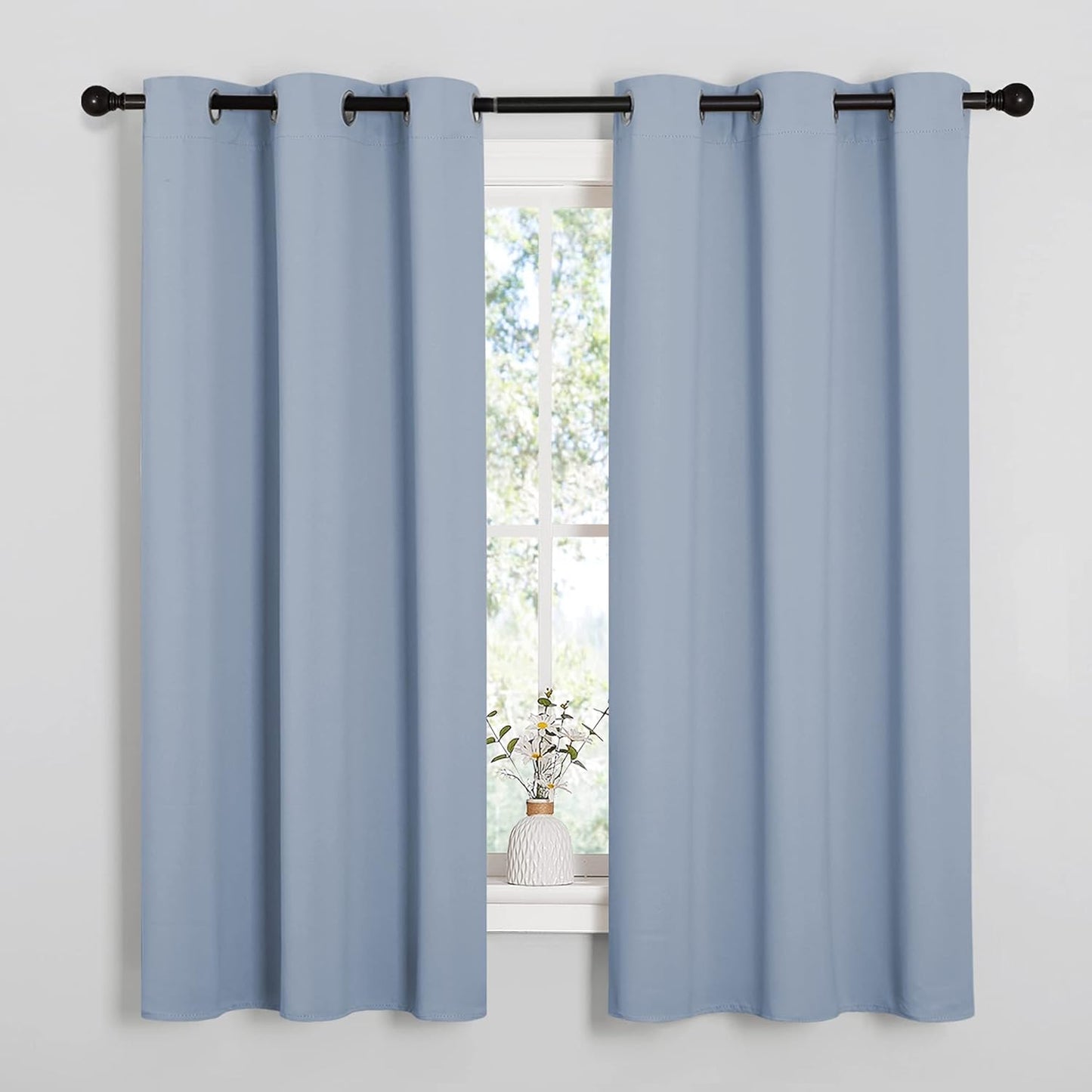 NICETOWN Vintage Blue Blackout Curtains - Thermal Insulated Drapes for Small Windows | 54" Length, 34" Wide, 2 Panels