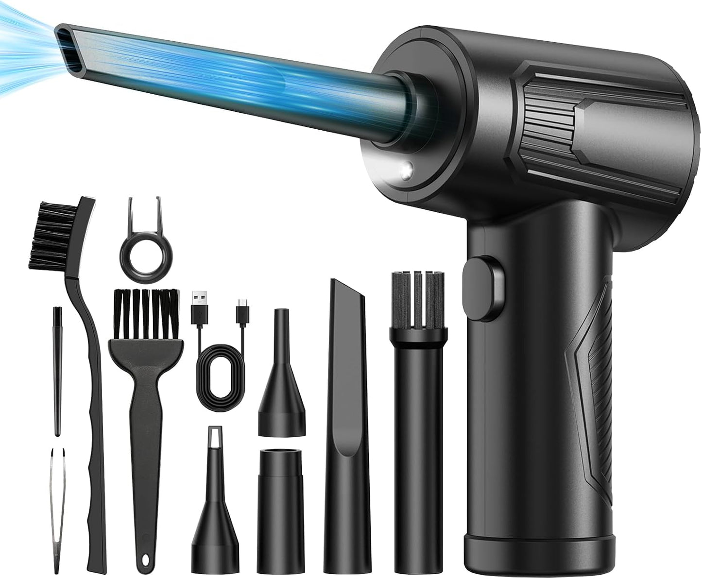 11-in-1 Duster-3-Gear 120000 9000mAh Compressed Air Adjustable RPM Electric Air Duster with LED Light, Reusable no
