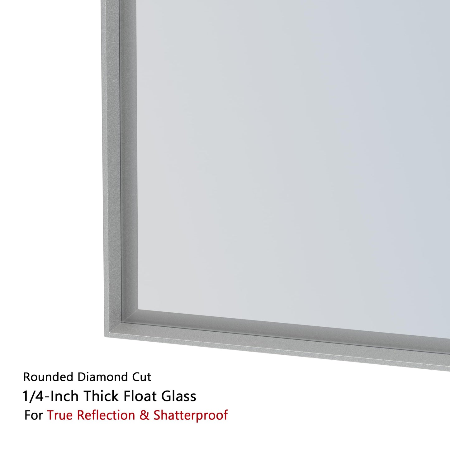 VocalStar 24 x 36 Inch Silver Bathroom Mirror for Wall, Square Corner Rectangle Nickel Metal Framed Bathroom Vanity Mirrors, 1/4-inch Shatterproof Glass | Ultra-Flush Hanging