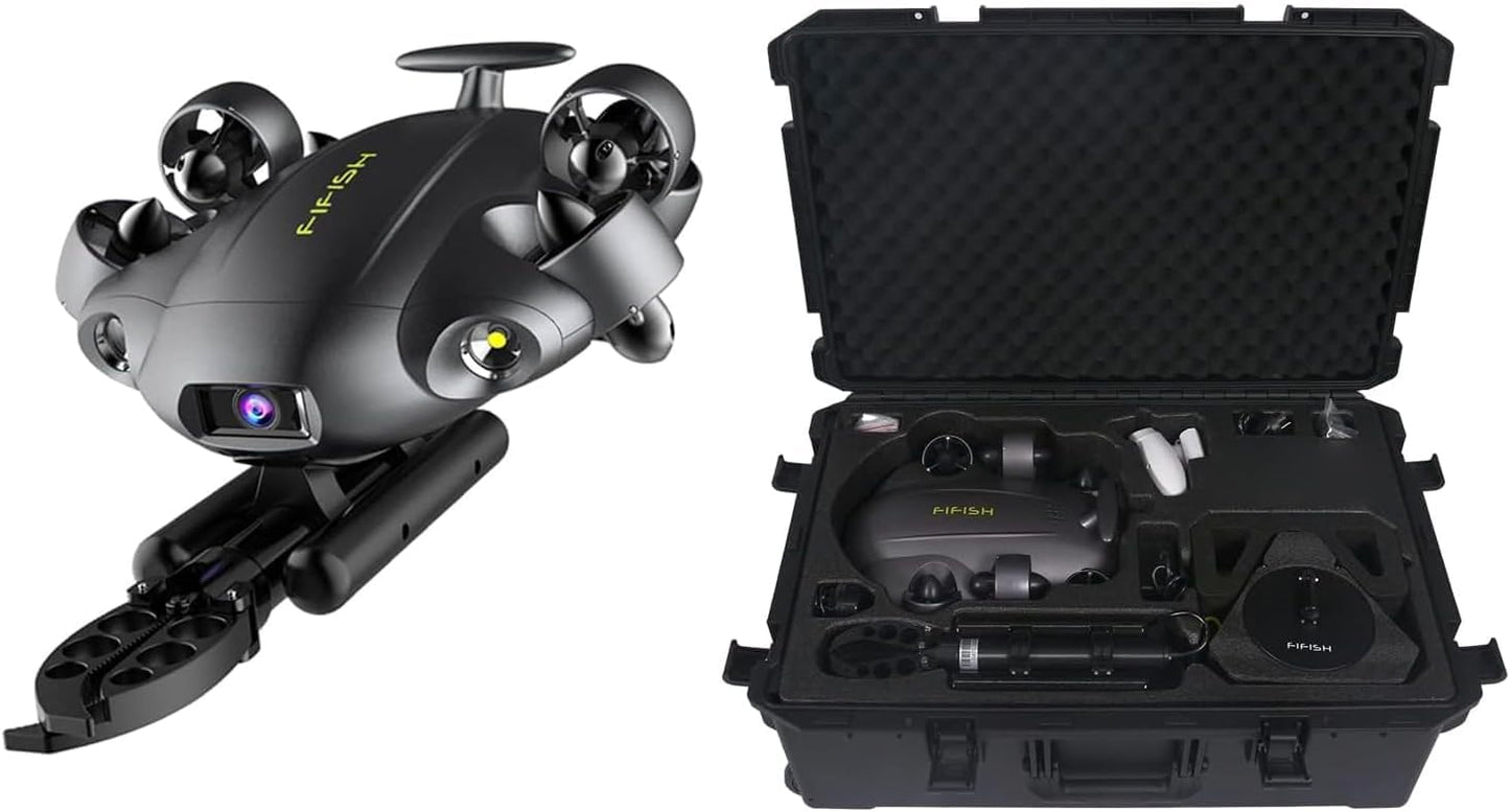 FIFISH QYSEA V6 Expert M200A Underwater Drone with Robotic Arm, AI Vision Lock Portable ROV with Q-Interface, Underwater Robot with Industrial Case, 6 Hours Working Time, 4K Camera, 660ft Dive